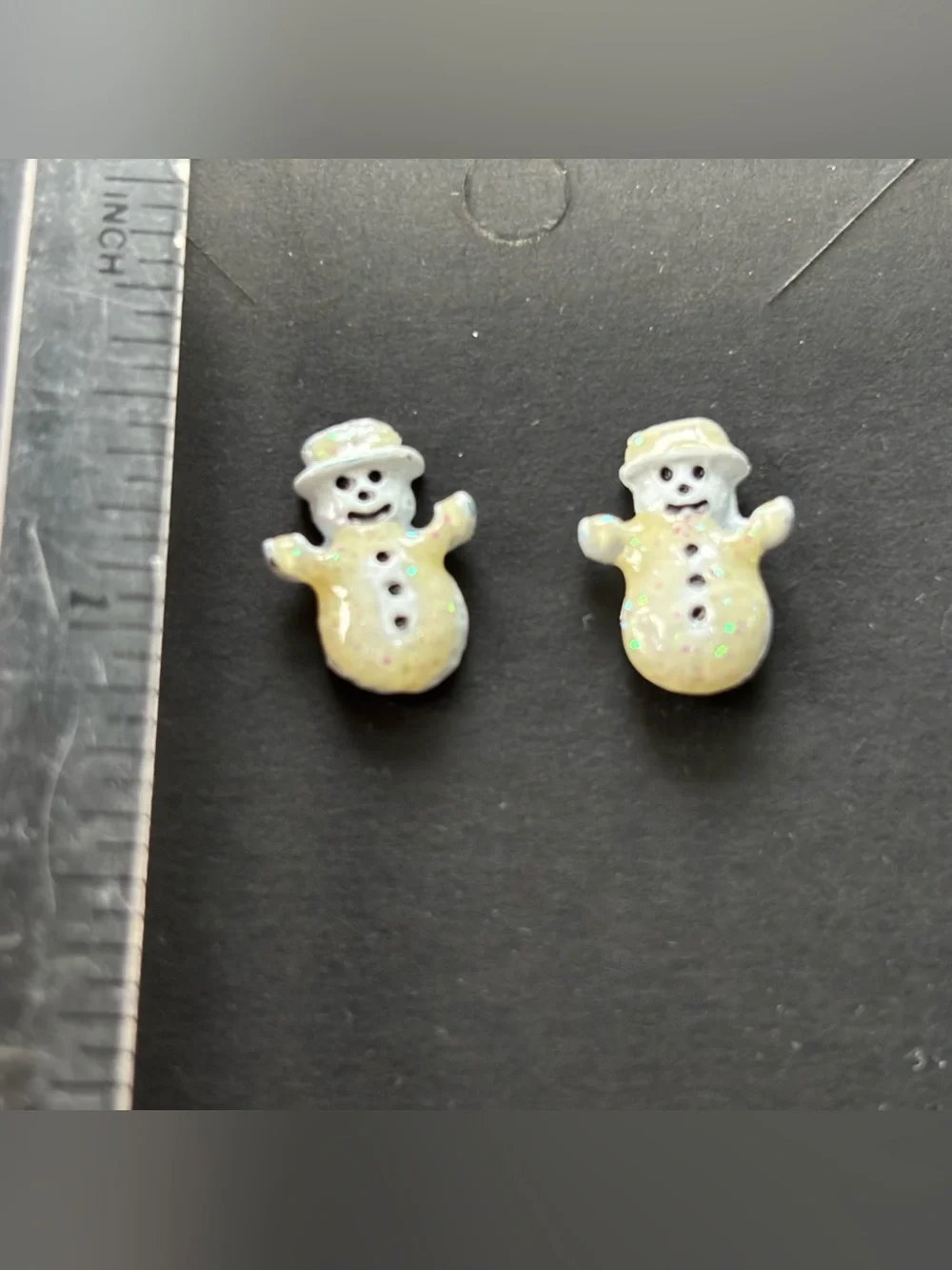 Kids Iridescent White Snowman Stud Earrings
